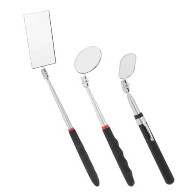 Bild av QWORK® 3 stycken teleskop inspektionsspegelset, rektangulär, rund och oval, 360 graders roterbar, utdragbara handtag, för fordonsinspektioner