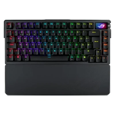 Bild av ASUS ROG Azoth Extreme 75% speltangentbord (QWERTZ layout, mekaniska NX switchar, OLED pekskärm, trippel kontrollknapp, trådlöst via Bluetooth, 2,4 GHz RF trådlös, USB, MacOS kompatibel)