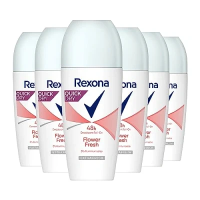 Bild av Rexona Deodorant Roll On Flower Fresh ger en fräsch, lätt blommig och diskret doft, 6 x 50 ml