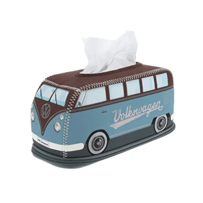 Bild av BRISA VW Collection Volkswagen neopren kosmetisk servettdosa för badrummet i T1 Bulli Bus design (bensin/brun)