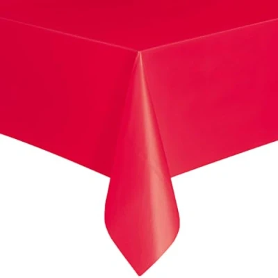 Bild av Massivt rubinrött rektangulärt plastbordsskydd (137 cm x 274 cm) 1 st elegant och hållbar bordsduk för fester, evenemang hemmabruk