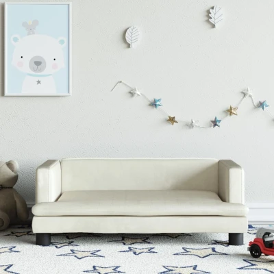 Bild av VidaXl Barnsoffa Gräddvit 80X45X30 Cm Sammet