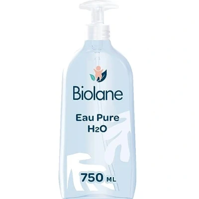 Bild av BIOLANE Rent H2O vatten ny förpackning rengöring för ansikte, kropp och säte barn ingen sköljning 1 pumpflaskor 750 ml tillverkad i Frankrike