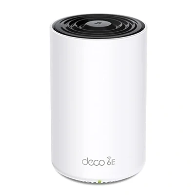 Bild av TP Link Deco XE75 Pro Wi Fi 6E Mesh WLAN set (1 pack), AXE5400 Tri band router och repeater, 2,5G port, räckvidd upp till 270 m², WPA3, perfekt för stora hus, kompatibel med Amazon Alexa, vit