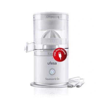 Bild av Ufesa Squeeze &amp; Go White, uppladdningsbar elektrisk sladdlös juicepress, bärbar, multifunktionell fruktnäringsämnesextraktor, USB laddning, 220 ml kapacitet, BPA fri