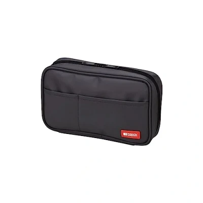 Bild av LIHIT LAB A7551 Pennfodral med dragkedja, Svart, Brun, 20 cm x 5 12