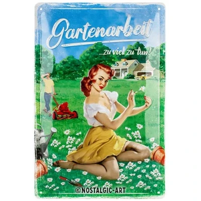 Bild av Nostalgisk konst retro plåtskylt, 20 x 30 cm, trädgårdsarbete presentidé för trädgårdsvänner, gjord av metall, vintagedesign med ordspråk, plåtskyltar ordspråk