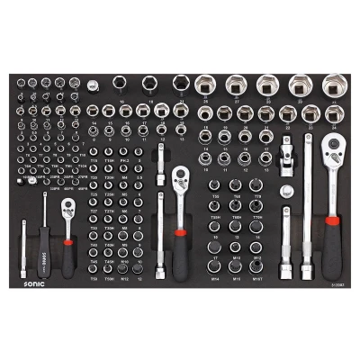 Bild av SONIC 313902 Jeu de douilles 139 hexagonale, Spline, Torx, Cruciforme (PH), Torx TR 1/4, 3/8, 1/2