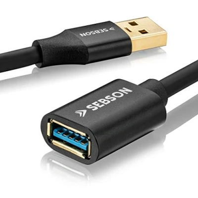 Bild av SEBSON USB förlängning 3 m A kontakt till uttag 3.0 data kabel 5 Gbit/s dataöverföring, anslutningskabel PC, bärbar dator, skrivare, hårddiskar UVM.