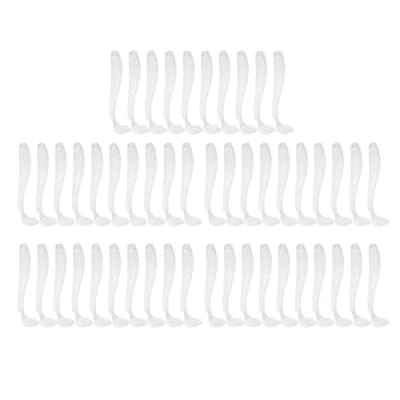 Bild av Tbest Bait, Grub Fishing Lure Worm, 50 stycken Mjukt Bait Set, 5 cm Plast T Tail Fisksele Tillbehör 9 färger (pärlvit)