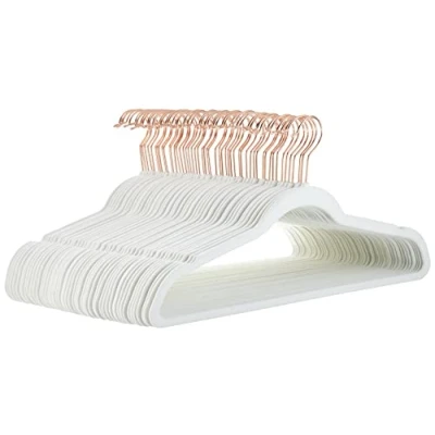 Bild av Amazon basics sammetshängare för kostymer, smal, elfenben/roséguld, halkfri, 50 pack