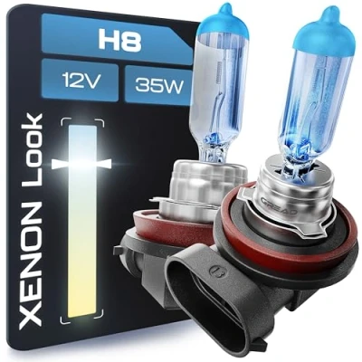 Bild av Gread H8 Låda med halogenlampor, xenon utseende, supervita, 8 500 K, 35 W, E certifieringsmärke, 100 % perfekt passform och lång livslängd