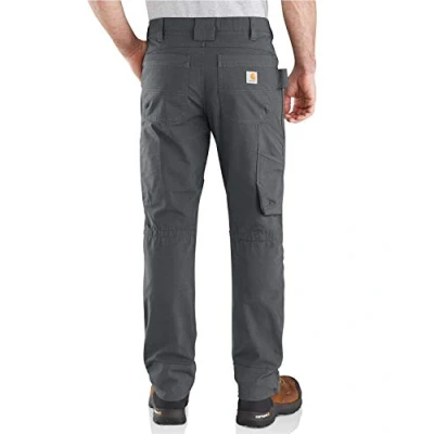 Bild av Carhartt Arbetsbyxor med flera fickor för män i stål flexibel avslappnad passform dubbla framsidor, Skugga, 42W x 32L
