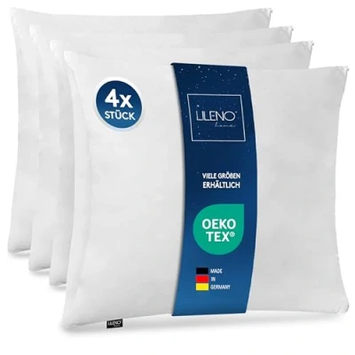 Bild av LILENO HOME Mikrofiberkudde 80 x cm Deluxe (1 200 g fyllning) [set om 4] tvättbar upp till 95 grader med dragkedja kudde som för säng dekorativ soffkudde