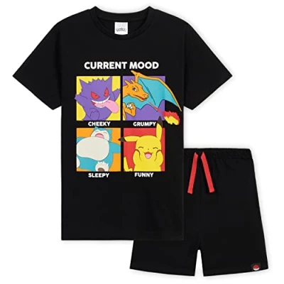 Bild av Pokemon pyjamas barn pojkar tonåringar ventilerande nattkläder t shirt och shorts sommar pyjamasset för Pikachu vardagsklädsel gåvor, svart, 7 8 År