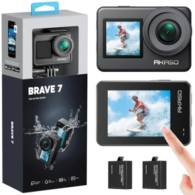 Bild av AKASO Modig 7 actionkamera, IPX8 vattentät inbyggd 4K 20MP WiFi kamera med pekskärm EIS 2.0 Zoom stöder extern mikrofon röststyrning vlog