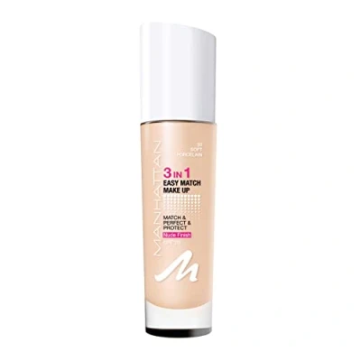 Bild av Manhattan 3 i 1 Easy Match Makeup, flytande foundation för ljus hud med SPF 20, färg mjukt porslin 30, x 30 ml