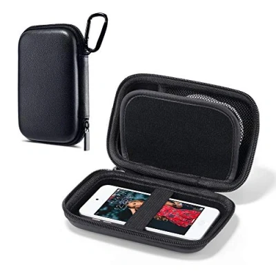 Bild av ULAK MP3 spelarfodral, hårt resefodral skyddande förvaringsväska för Bluetooth MP3/MP4/MP5 spelare/hörlurar/iPod Touch/mobil ström/USB kabel svart