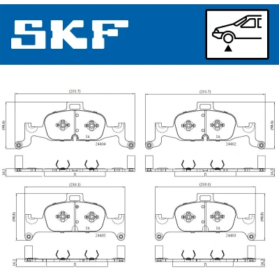 Bild av SKF VKBP 80277 Jeu de plaquettes frein préparé pour indicateur d&#039;usure AUDI: A4 B9 Avant, Q5, Berline
