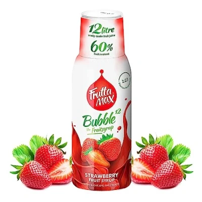 Bild av FruttaMax Fruktsirapskoncentrat Mindre socker med 60% fruktinnehåll lämplig för läskmaskin 500ml (Jordgubbe)