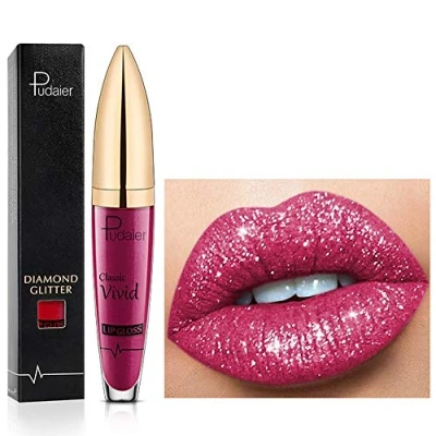 Bild av 18 färger Diamond Glitter Lipgloss Lipstick flytande läppstift matt glans, läppglans långvarig non stick slät och bekväm (14)