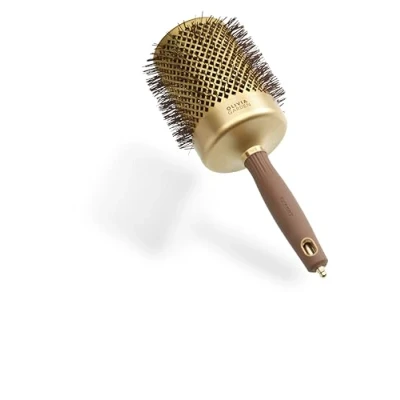 Bild av Olivia Garden Expert Blowout Shine Guld &amp; Brun 80 Rund keramisk antistatisk borste för glänsande och frissfritt föning