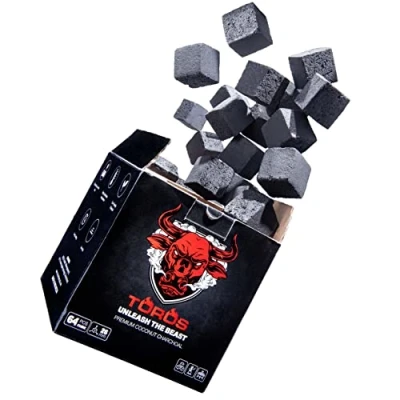 Bild av Toros Shisha kol premium vattenpipa 26 mm 120 min luktfri naturkol, svart