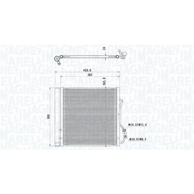 Bild av MAGNETI MARELLI 350203921000 Condenseur De Clim avec déshydrateur 365x365,8x16 365,8 365 16 SMART: City Coupe, Fortwo I Cabrio