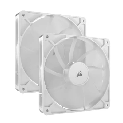Bild av CORSAIR RS140 140 mm PWM Fläktar Daisy Chain Anslutning Lågbrusig Magnetiskt Kupollager Dubbelförpackning Vit