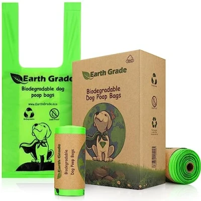 Bild av Earth Grade Jordklassade hundbajspåsar med slipshandtag på rulle (600) extra tjocka starka bio läckagesäker vovve avfall bajspåsar