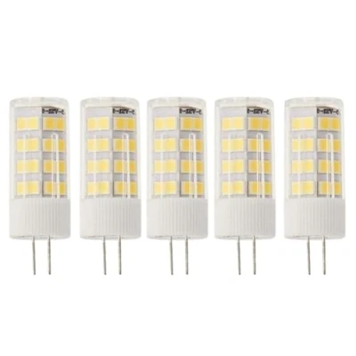 Bild av Jandei Pack x5 LED lampor 12V DC, G4 med 5W effekt Naturvit färg 4000K, 400 lumen, (motsvarande 35 40W halogen), 12 mm Ø, 46 total längd stift, Skydds IP20