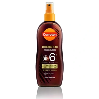 Bild av Carroten Intensive Tanning Oil SPF 6, 200 ml solaccelerator med kokosdoft sololjespray solskydd sololja för snabb solbränna