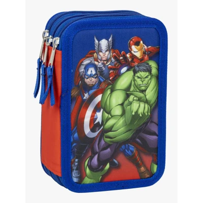 Bild av Cerda Avengers skolpennfodral med 1 HB penna, 2 pennor, sax, radergummi, pennvässare, linjal, 18 pennfärger och Giotto filtpennor, Röd &amp; blå Avengers, 8 Count (Pack of 1), Pennfodral