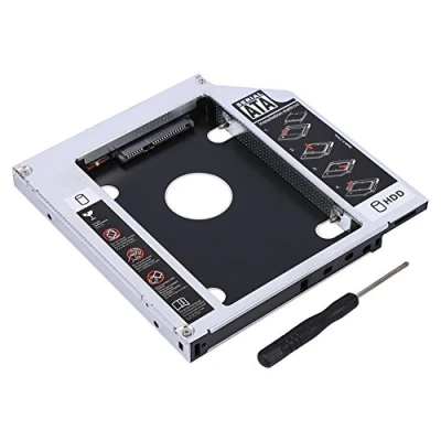 Bild av 12,7 mm aluminium SATA HDD SSD kapsling hårddisk Bay Optisk DVD adapter för bärbar dator, stöd 2,5 HDD/SATA/SATAII/SDD