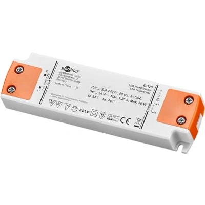 Bild av goobay 62120 LED transformator 24 V dimma/transformator 230 till LED/transformator DC för lysdioder upp 30 W total belastning/LED drivare dimbar med överspänningsskydd