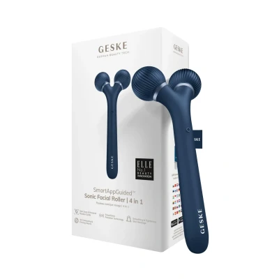 Bild av Geske Sonic Facial Roller 4 IN 1 Electronic Tools SMARTAPPGUIDED Ansiktsvård tillbehör, Storlek: One Size, Midnight