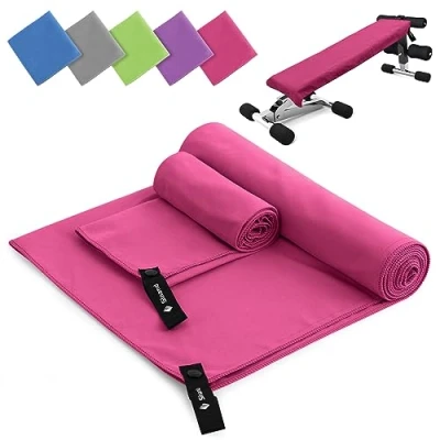 Bild av Sinand Mikrofiberhandduk set om 2 180 x 60 cm stor badhandduk 80 40 liten hand ansiktshandduk snabbtorkande mikrofiberhanddukar, sporthandduk gym (mörkgrå)