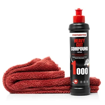 Bild av Detailmate Bilpoleringsset bilvård: Menzerna bilpolering Heavy Cut Compound 1000, 250 ml ta bort repor mikrofiber bil polerduk, 40 x cm, perfekt för polering på billack
