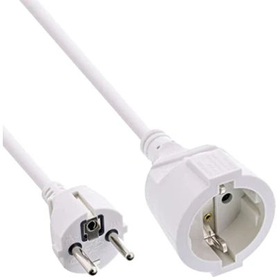 Bild av InLine® strömförlängning skyddskontakt kontakt/uttag, vit, 1 m