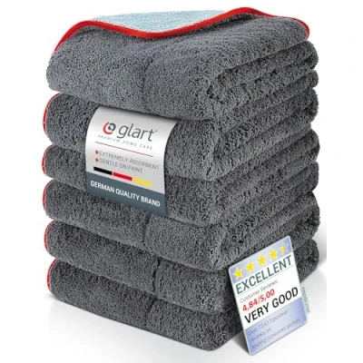 Bild av Glart 471PP6 set med 6 mikrofiberdukar, för lacklacklackering, fönster, cockpitrengöring bil, motorcykel, mikrofiber poleringstrasa färg, 60 x 40 cm stor,