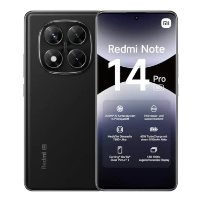 Bild av Xiaomi Redmi Note 14 pro 5G smartphone, 8+256GB, grön, 200 MP grade AI kamera, IP68, 45W turboladdning med 5110 mAh batteri, funktioner (ingen laddning ingår)