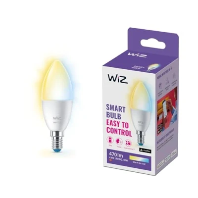 Bild av WiZ Tunable White Smart LED belysning (WiFi och Bluetooth), 40W, C37, E14, 2700 6500 Kelvin, Dimbar i kallvitt till varmvitt