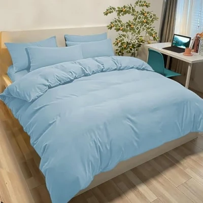 Bild av Påslakan 240x260 cm med 2 örngott 65x65 Ljusblå Sängset för 1 person i mikrofiber Certifierad enligt Oeko TEX®