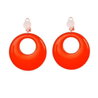 Bild av Widmann 05842 öronclips 80 tal år, 1 par, storlek ca 4,5 cm, modesmycke, örhängen med runda berlocker, tal, Disco, Hippie, Flower Power, tillbehör, kostym, klädsel