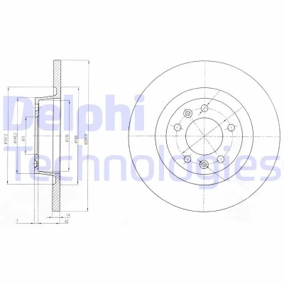 Bild av DELPHI BG4085 Disque de frein 290 14 5 plein huilé non traité sans roulement roue, bague ABS PEUGEOT: Expert II Tepee, Van