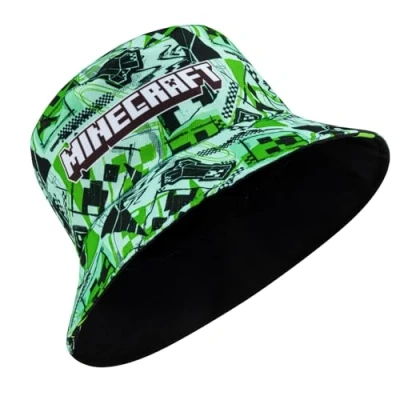 Bild av Minecraft pojkar buckethatt sommarhatt för vändbar design spelhatt grön, gRÖN, one size