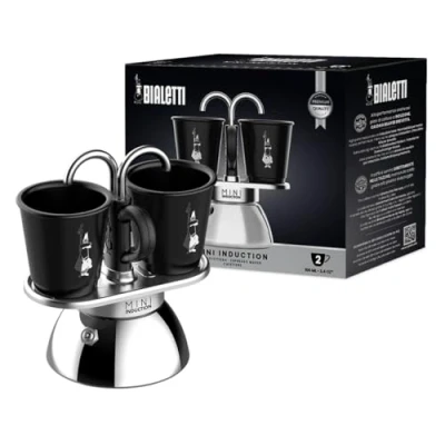 Bild av Bialetti Mini Express Induction, induktionskaffemaskin, 2 koppar (100 ml), lämplig för alla typer av spisar, svart