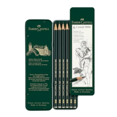 Bild av Faber CASTELL 9000 Penna grafit 2B, 4B, 6B, 8B, B, HB (pack om 6)