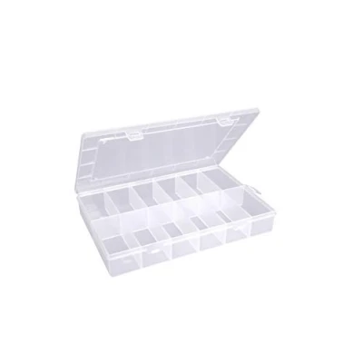 Bild av hünersdorff sortimentslåda PP Eco med 12 fack stabil sorteringslåda för skruvar och andra små delar fast fackindelning 23,3 x 33,9 5,8 cm, transparent