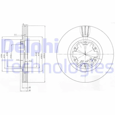 Bild av DELPHI BG3972 Disque de frein 300 28 6 ventilé huilé non traité sans roulement roue, bague ABS NISSAN: Pick up, NP300 Navara up